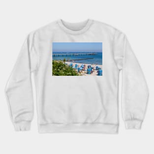 Beach and pier, Ostseebad Kuhlungsborn, Mecklenburg-West Pomerania, Germany, Europe Crewneck Sweatshirt